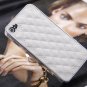 white color Lamb leather Silver edge case / cover for iphone 4 / 4s