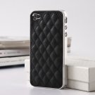 black color Lamb leather Silver edge case / cover for iphone 4 / 4s
