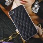 black color Lamb leather Silver edge case / cover for iphone 4 / 4s