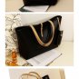 Solid black contrast color strap PU bag with small coins bag