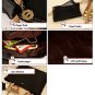 Solid black contrast color strap PU bag with small coins bag