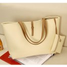 Solid Cream contrast color strap PU bag with small coins bag
