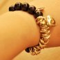 Silver rings black beads bracelet