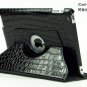 iPad 2 Crocodile 360&Acirc;&deg; Rotating Leather Case Smart Cover W/ Swivel Stand Black color