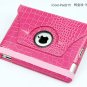 iPad 2 Crocodile 360&Acirc;&deg; Rotating Leather Case Smart Cover W/ Swivel Stand Pink color
