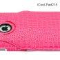 iPad 2 Crocodile 360&Acirc;&deg; Rotating Leather Case Smart Cover W/ Swivel Stand Pink color