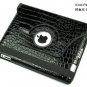 iPad 2 Crocodile 360&Acirc;&deg; Rotating Leather Case Smart Cover W/ Swivel Stand Black color