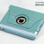 iPad 2 Crocodile 360&Acirc;&deg; Rotating Leather Case Smart Cover W/ Swivel Stand Aqua color