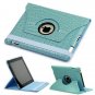iPad 2 Crocodile 360&Acirc;&deg; Rotating Leather Case Smart Cover W/ Swivel Stand Aqua color