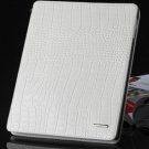 iPad 2 Cowhide Genuine Leather Crocodile Case Smart Cover white color