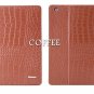 iPad 2 Cowhide Genuine Leather Crocodile Case Smart Cover Brown color