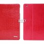 iPad 2 Cowhide Genuine Leather Crocodile Case Smart Cover Red color