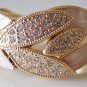 Beige with Gold Wide Bracelet with crystal stone
