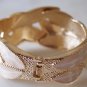 Beige with Gold Wide Bracelet with crystal stone