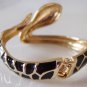 Black with Gold Bracelet Snake style with crystal stone