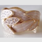 Beige with Gold Wide Bracelet with crystal stone