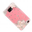 SAMSUNG GALAXY S 2 i9100 3D Flower crystal stone case cover Pink Flower Pink Case