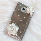 SAMSUNG GALAXY S 2 i9100 3D Flower crystal stone case cover White Flower Clear Black Case