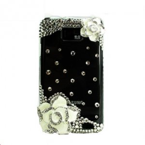 SAMSUNG GALAXY S 2 i9100 3D Flower crystal stone case cover White Flower Clear Case
