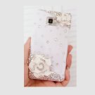 SAMSUNG GALAXY S 2 i9100 3D Flower crystal stone case cover White Flower White Case