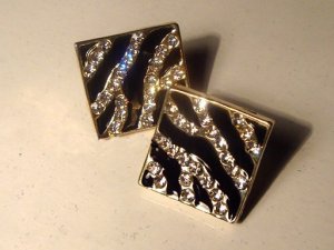 Crystal stone with Black color Zebra pattern earring #4
