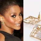 Crystal stone with Gold color Zebra pattern earring #5