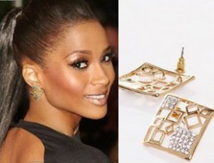 Crystal stone with Gold color Zebra pattern earring #5