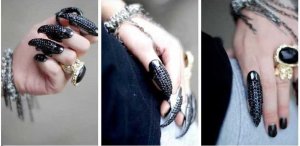 Black Long sharp nail style ring