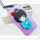 3D BLING Crystal Iphone hard case 4gs 4s japan doll Purple Color