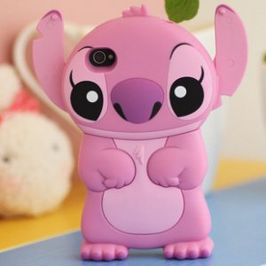 3D stitch Movable Ear Flip hard case cover for  iphone 4 4s  - Pink