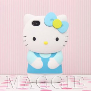 3D H. Kitty Stand Up hard case cover for  iphone 4 4s  - Blue