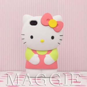 H. Kitty 3D Stand Up hard case cover for  iphone 4 4s  - Peach