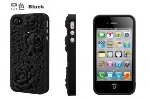 3D flower carft case cover for  iphone 4 4s 5  - Black