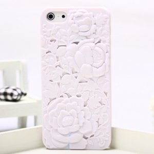 3D flower carft case cover for  iphone 4 4s 5  - white