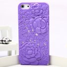 3D flower carft case cover for  iphone 4 4s 5  - Purple