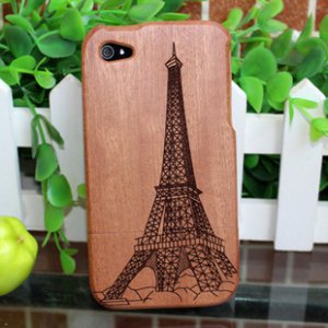 Genuine Bamboo wood with portray hard cover case for iphone 4 / 4s - pattern 2