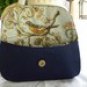 Clutch Bag, The Audrey Clutch in Trend Setting Dark Navy Blue and Neutral Flower Detailing