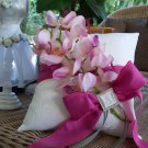 Ring Bearer Pillow - Beautiful and Elegant Ring Pillow in Fuchsia and Ivory