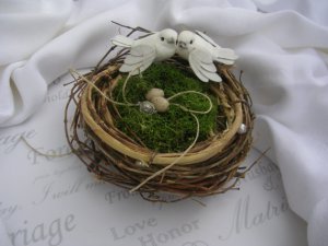 SABRINA - Rustic & Elegant Ring Bearer Birds Nest Pillow Alternative