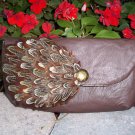 Clutch in Faux Leather with Intricate Feather detail