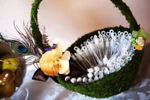 Flower Girl Basket - Elegant Moss Covered Basket - Ready to Ship