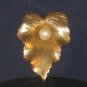 GOLDTONE SARAH COV LEAF & PEARL IN CENTER PIN! Gift & Collectible Quality