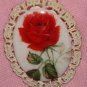 Vintage Brooch, hand painted red rose, 1950's, Western Germany...