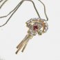 Star Art Vintage Art Deco Period Necklace Ruby Rhinestones 12KGF Georgeous
