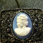 Vintage Cameo Shoe Clips Blue with White Cameo Very Nice