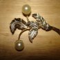 Vintage Damascene and Faux Pearl Pin Wonderful Beauty
