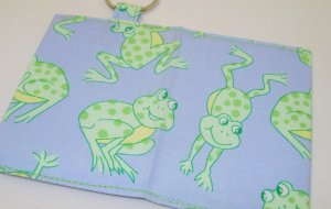Mini Wallet Key Ring Debit Card Holder Frogs Blue