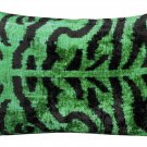 Forest Green And Black Tiger Pattern Silk Velvet Pillow