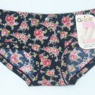 女裝內褲3129 低腰絲質 藍黑色底+花卉圖案 Panty Underwear 女式絲質底褲