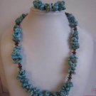 Turquoise Stones Fashion Necklace and Bracelet Set - NEW